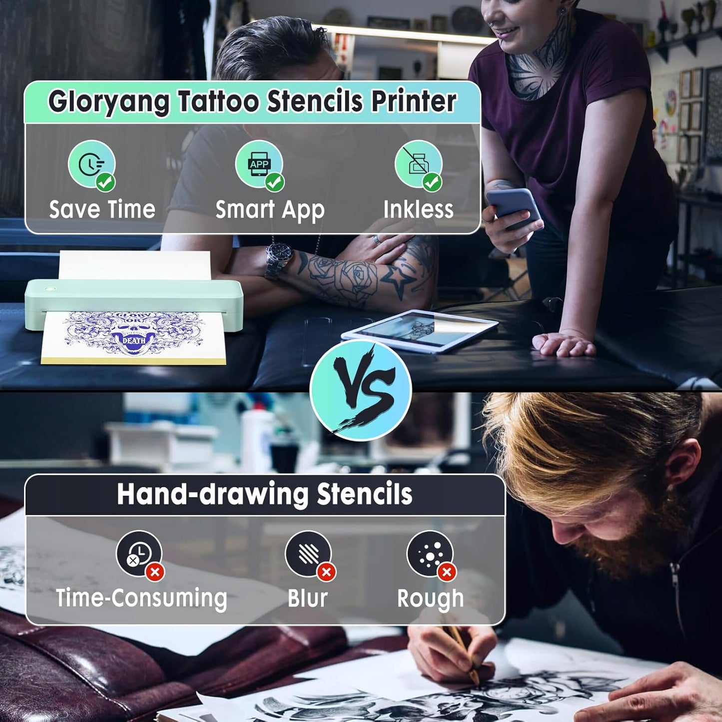 Gloryang 126BT Portable Wireless Thermal Tattoo Transfer Stencil Printer