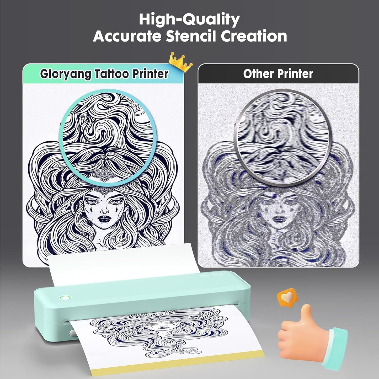 Gloryang 126BT Portable Wireless Thermal Tattoo Transfer Stencil Printer