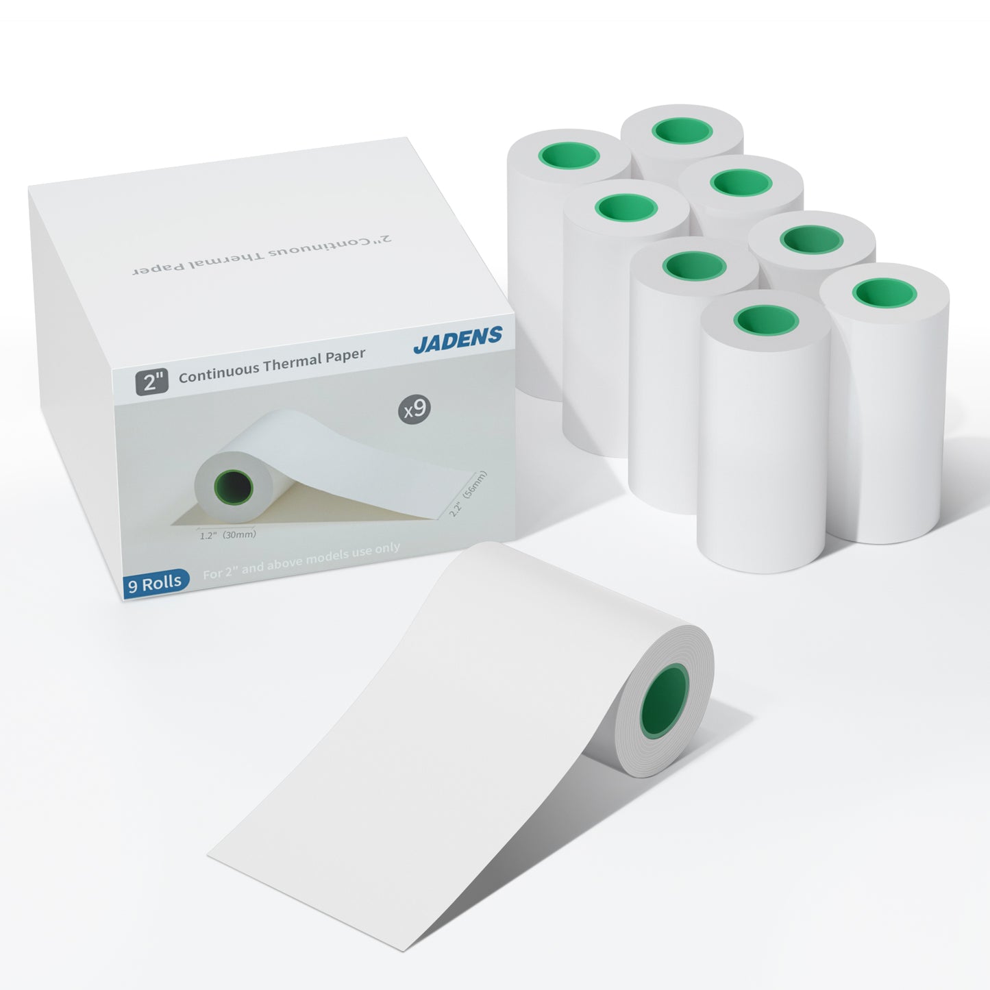 JADENS 2inch Thermal Printing Roll Paper White 9 Rolls White for JD-21/23