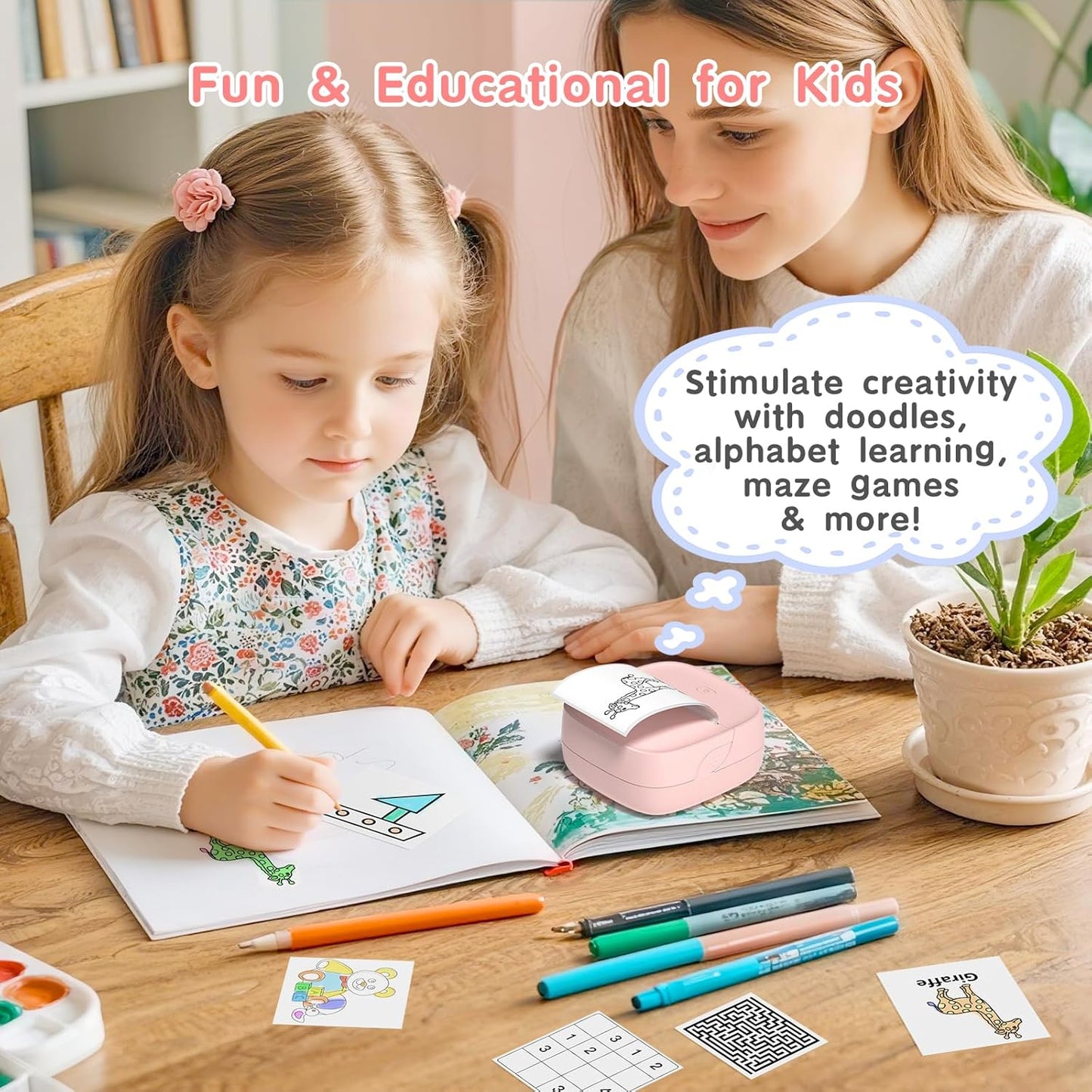 JD-23 Mini Thermal Sticker Printer Pink