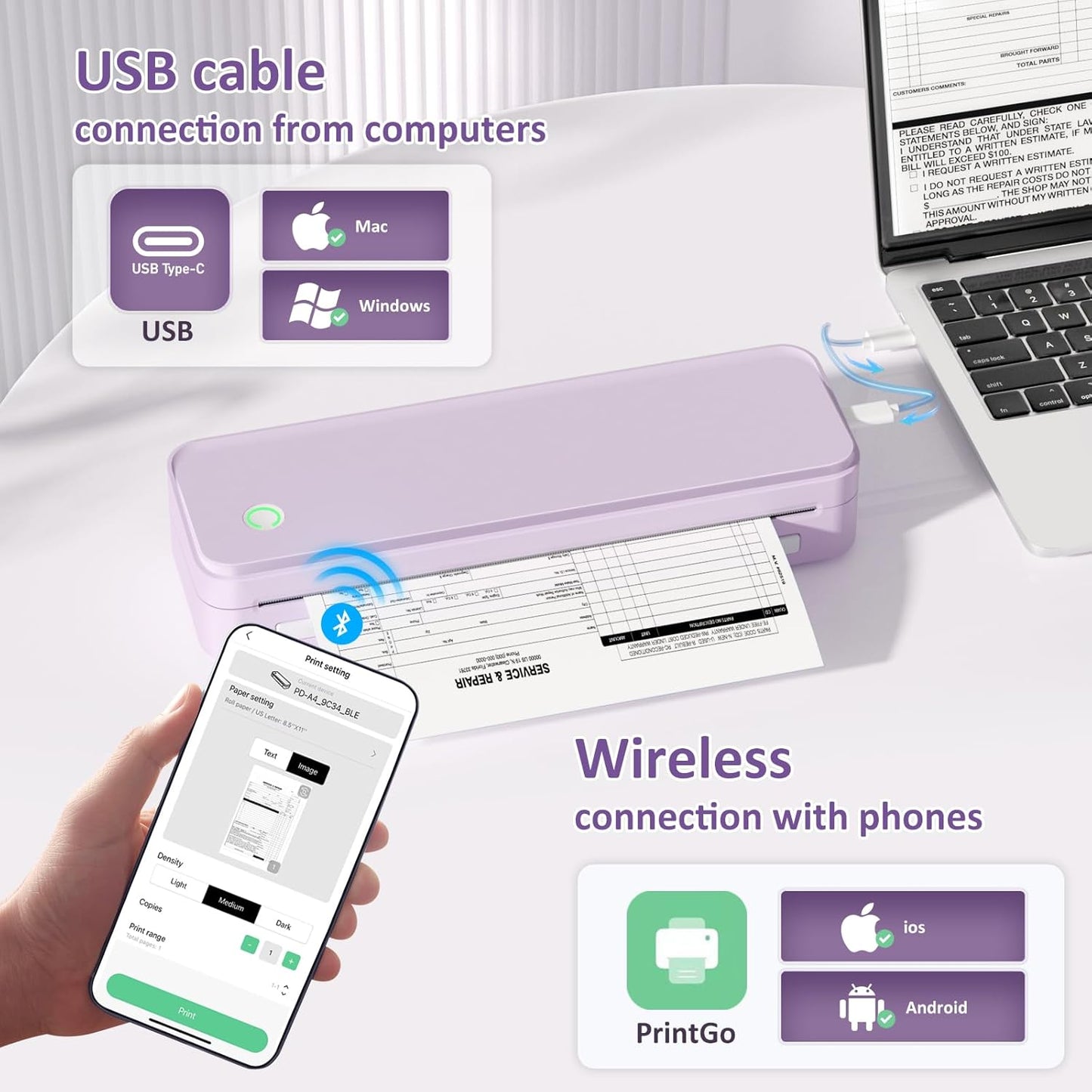 Gloryang PD-A4 Wireless Portable Thermal Printer