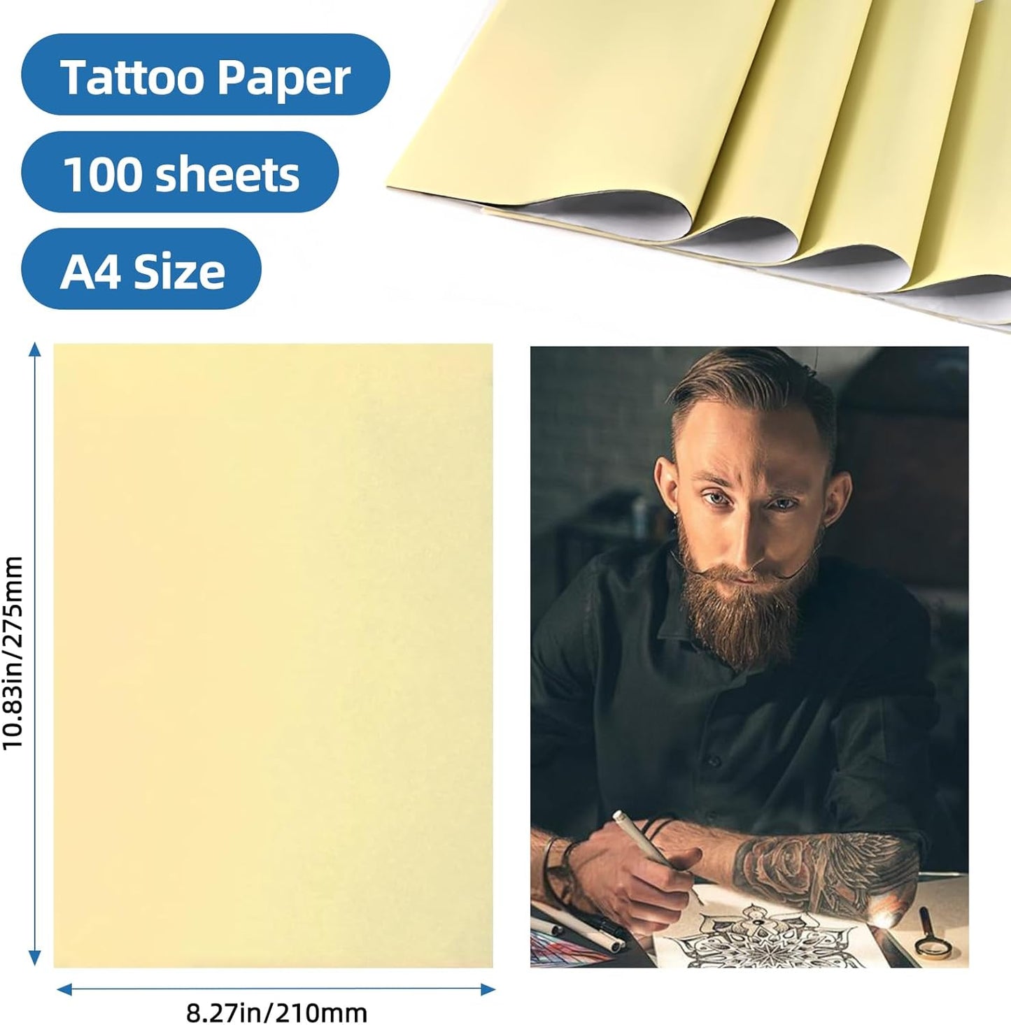 Gloryang 126BT Thermal Tattoo Transfer Paper - 100 Sheets A4 Size