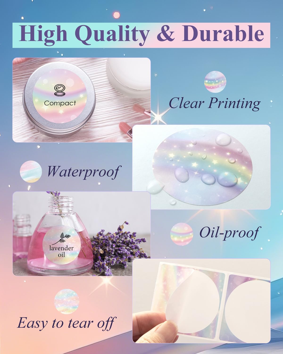Gloryang 2" x 2" Thermal Printer Labels - 750 Labels/Roll Rainbow