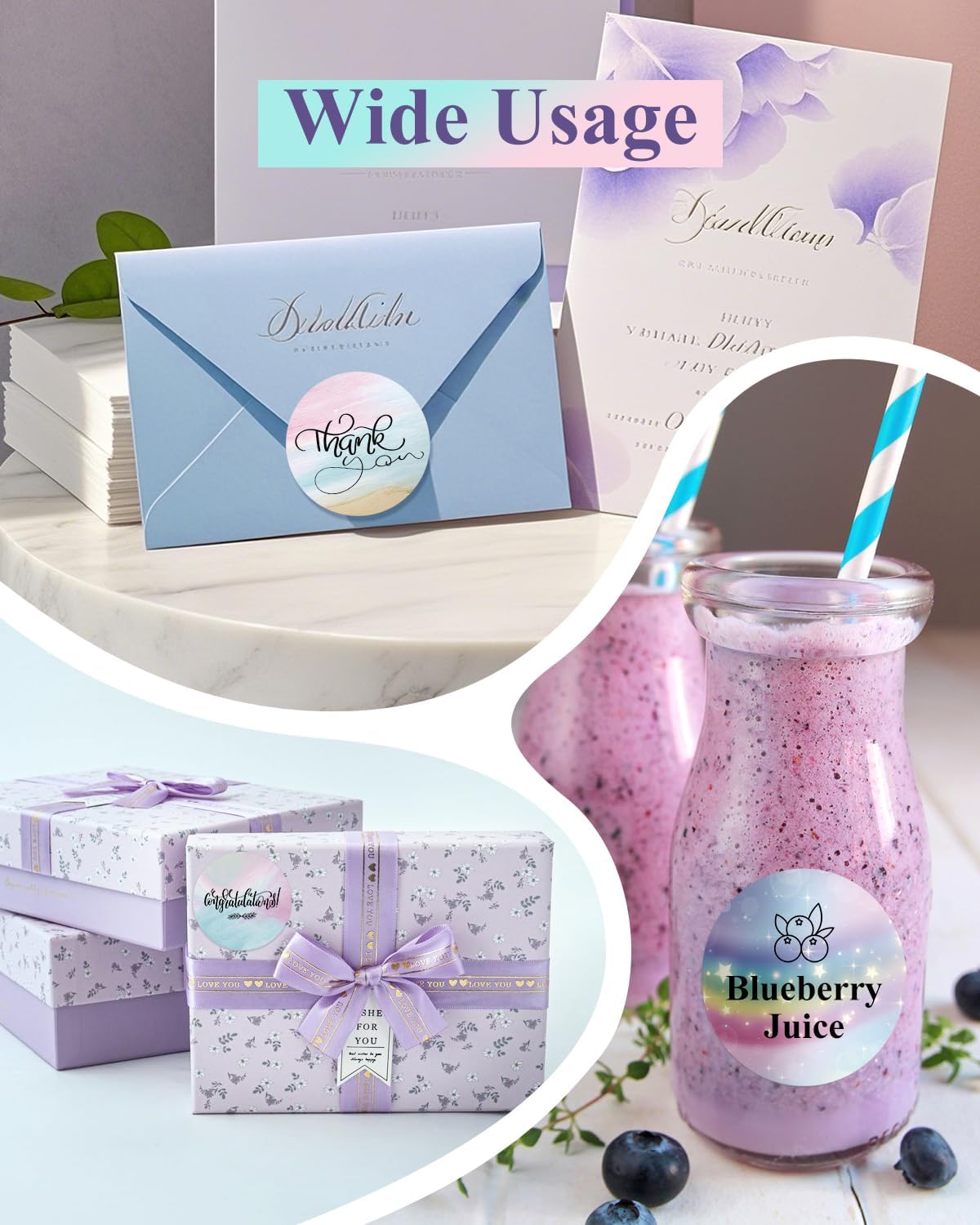 Gloryang 2" x 2" Thermal Printer Labels - 750 Labels/Roll Rainbow