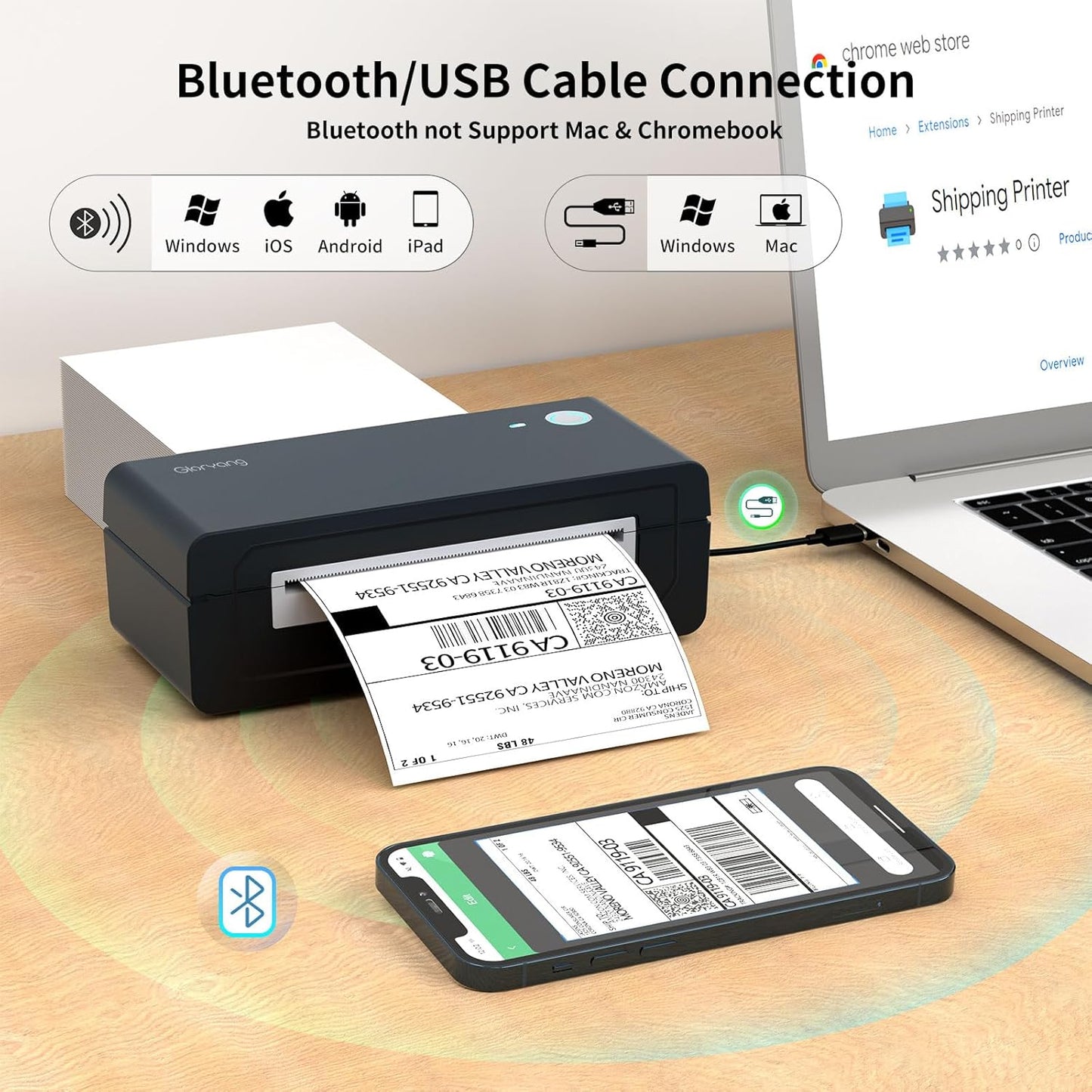 Gloryang 668BT Bluetooth Thermal Shipping Label Printer