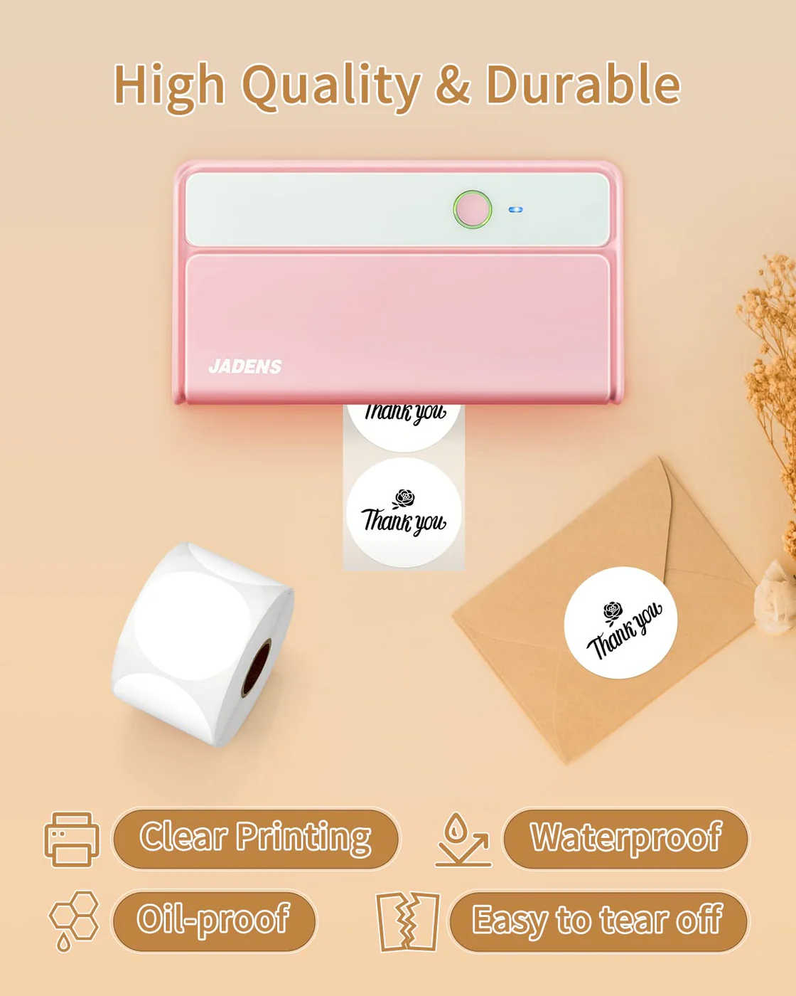 Gloryang 2inch Self-Adhesive Label Circle Sticker Label White Color