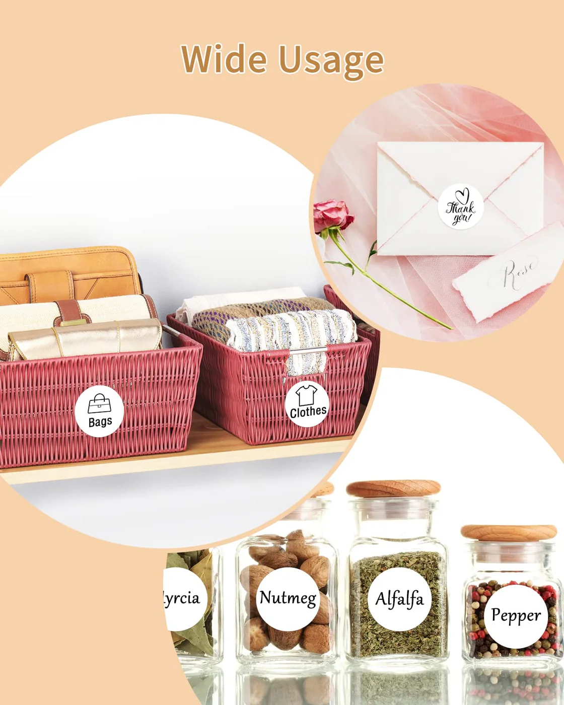 Gloryang 2inch Self-Adhesive Label Circle Sticker Label White Color