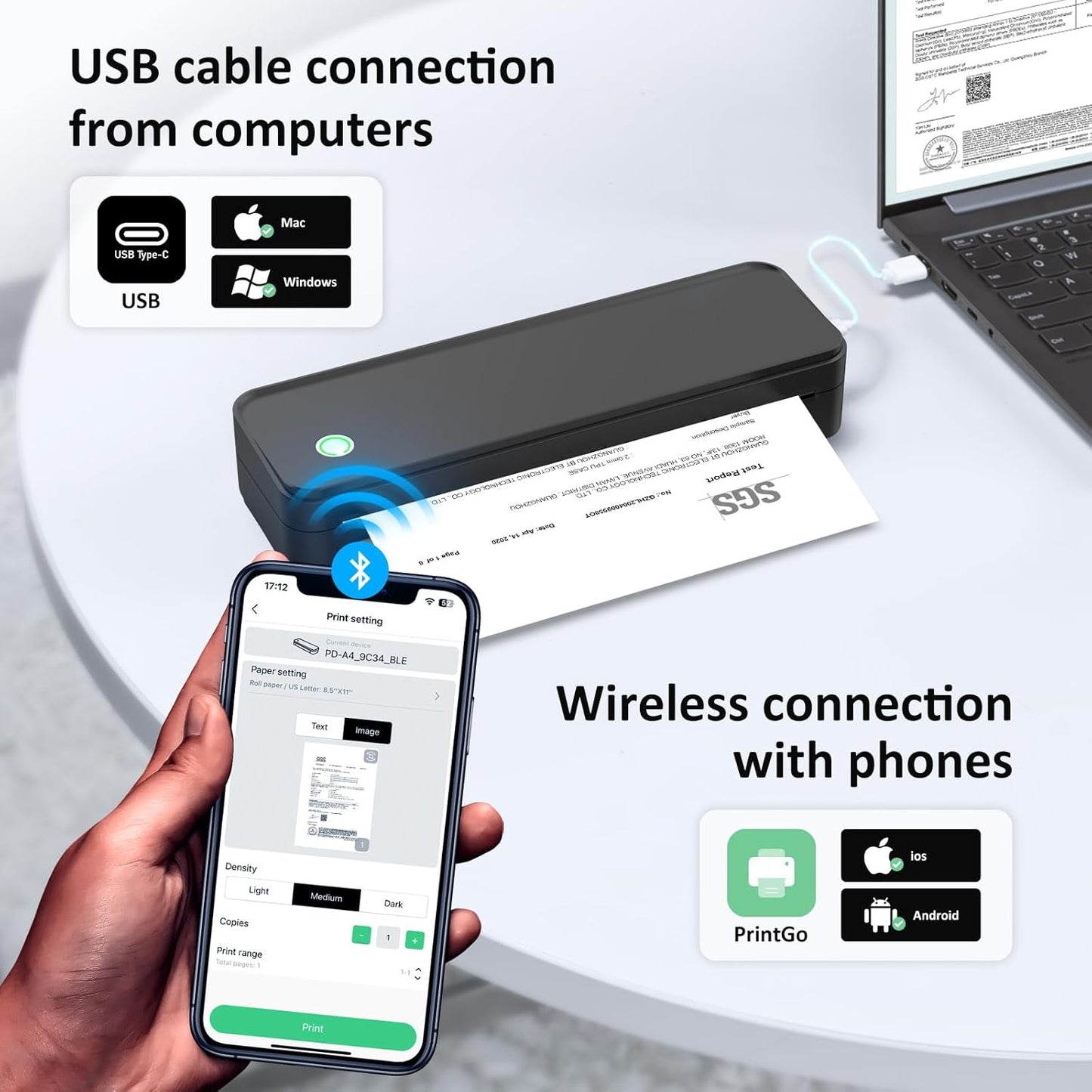 Gloryang PD-A4 Wireless Portable Thermal Printer