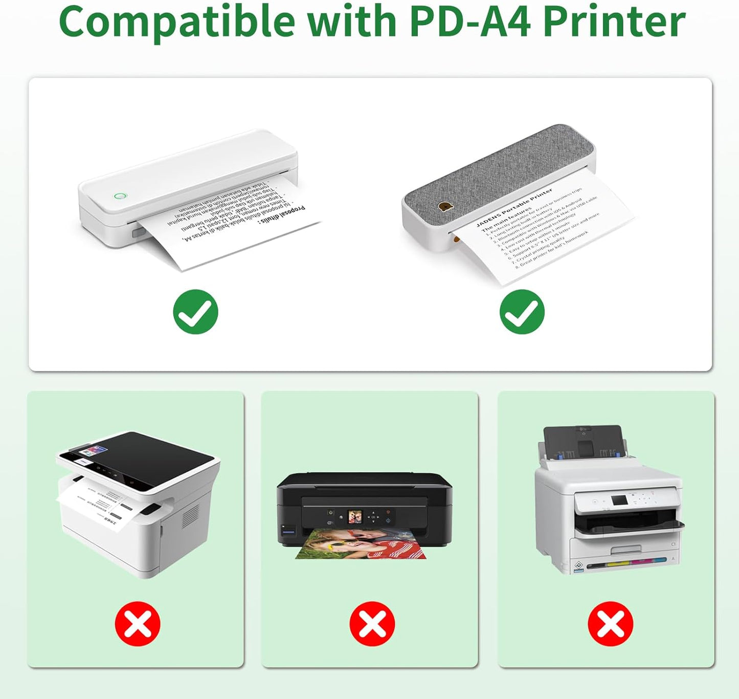 Gloryang PD-A4 Thermal Printer Paper 8.5''x11'' US Letter 200 Sheets