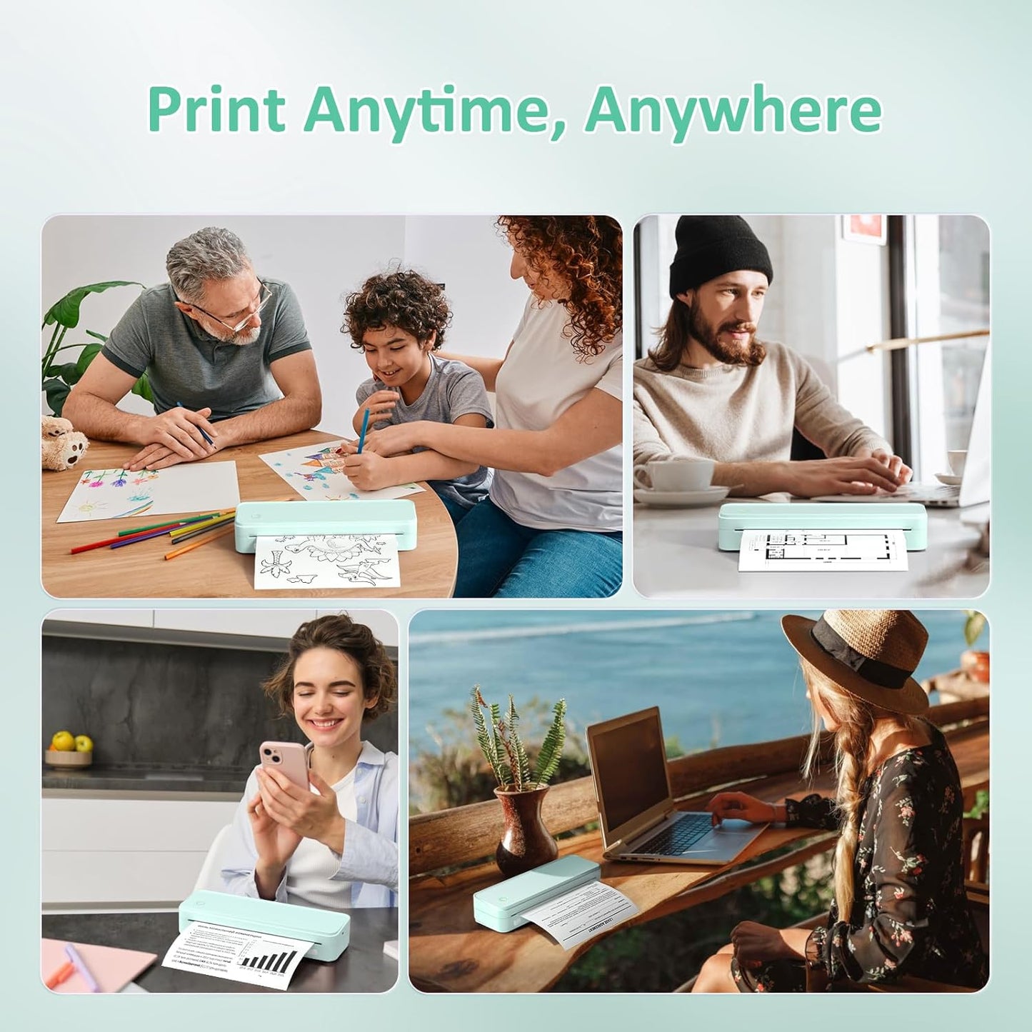 Gloryang PD-A4 Wireless Portable Thermal Printer Green