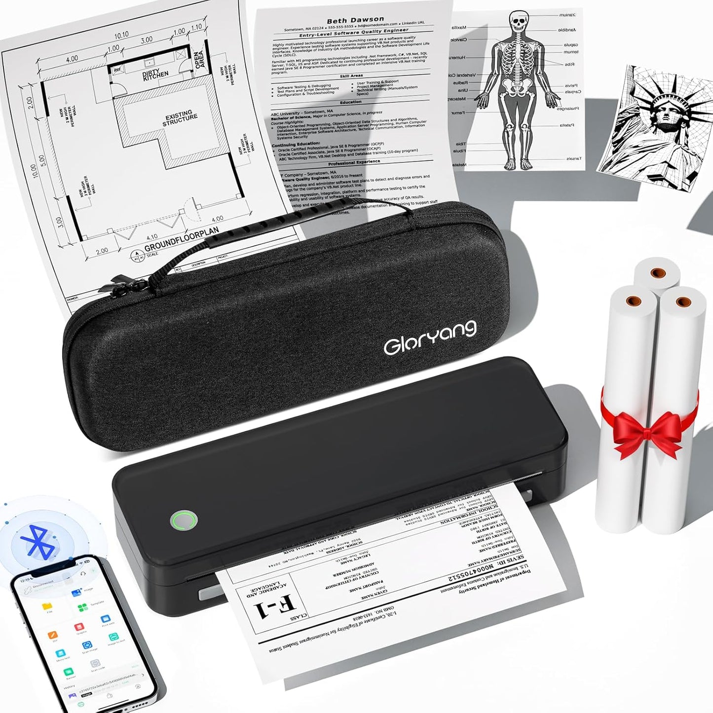 Gloryang PD-A4 Wireless Portable Thermal Printer