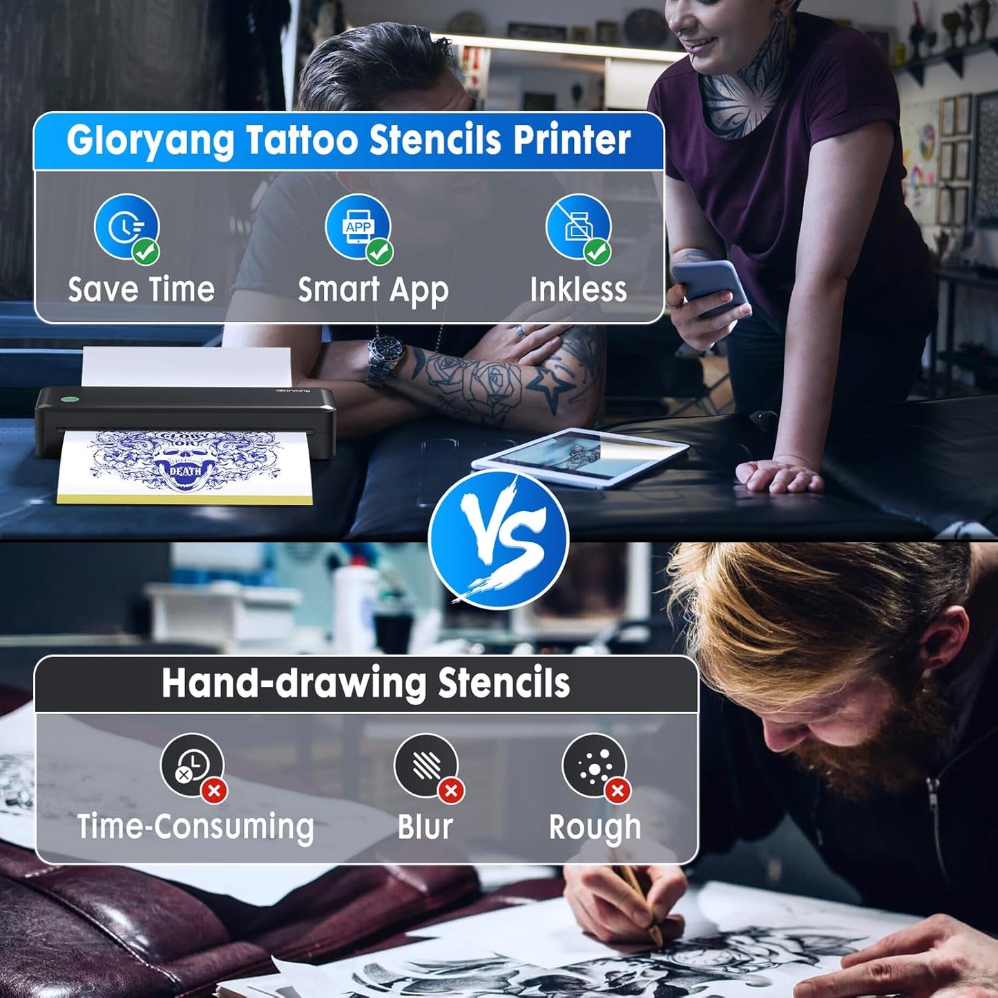 Gloryang 126BT Portable Wireless Thermal Tattoo Transfer Stencil Printer