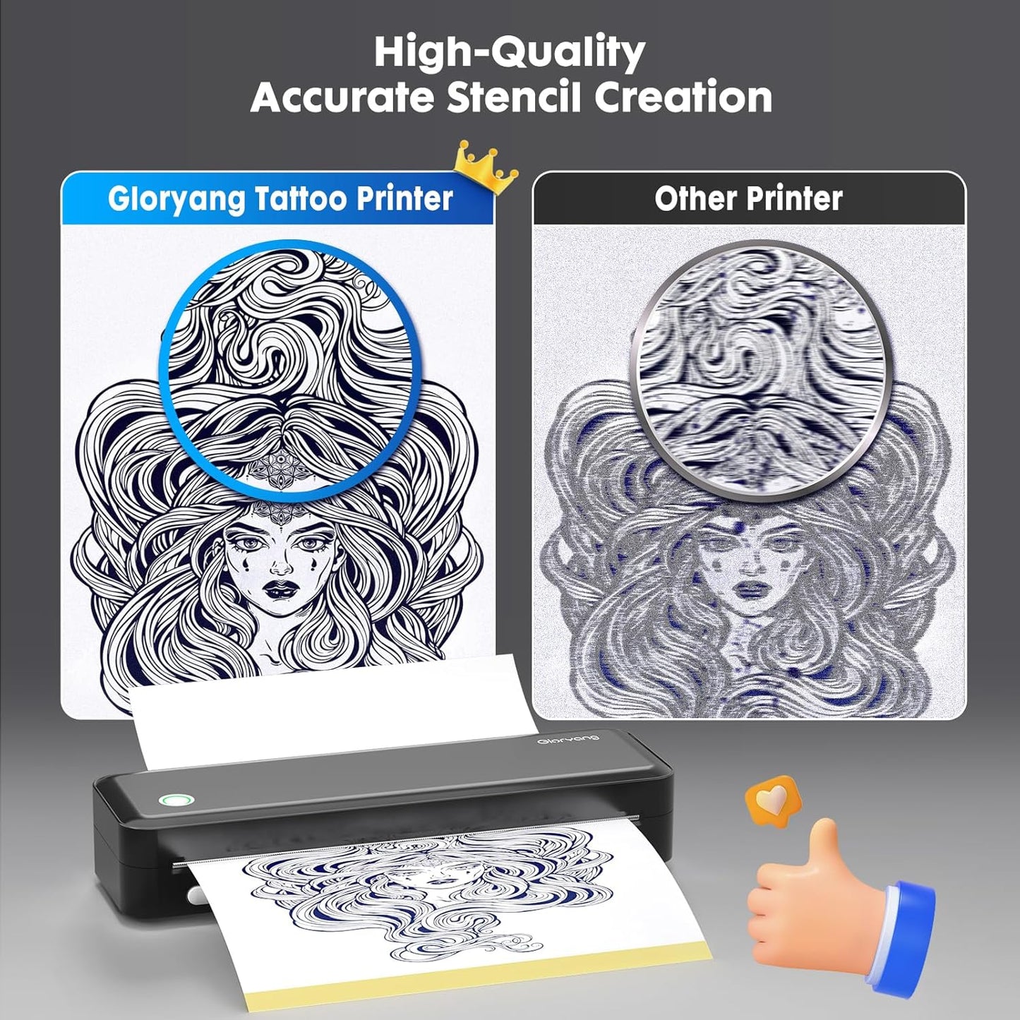 Gloryang 126BT Portable Wireless Thermal Tattoo Transfer Stencil Printer
