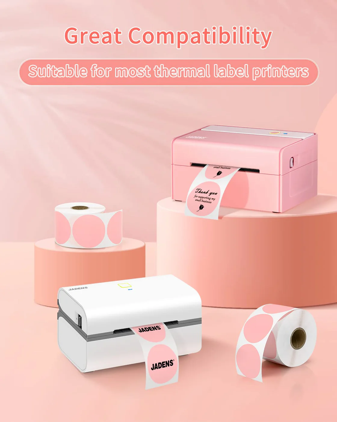 Gloryang 2inch Self-Adhesive Label Circle Sticker Label Pink Color