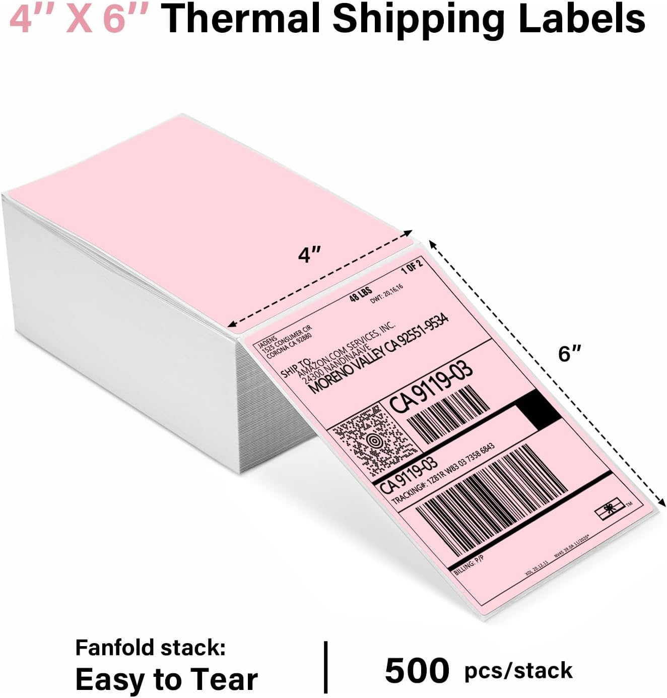 Gloryang 4x6" Thermal Direct Shipping Labels - FanFold (250 Labels)