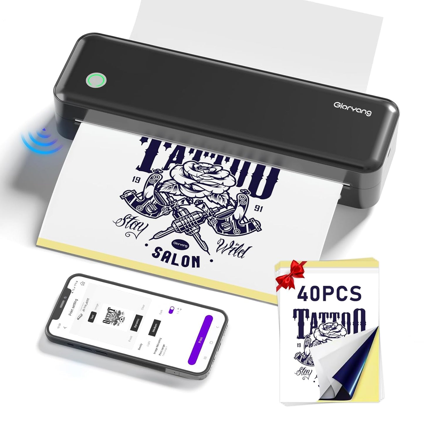 Gloryang 126BT Portable Wireless Thermal Tattoo Transfer Stencil Printer