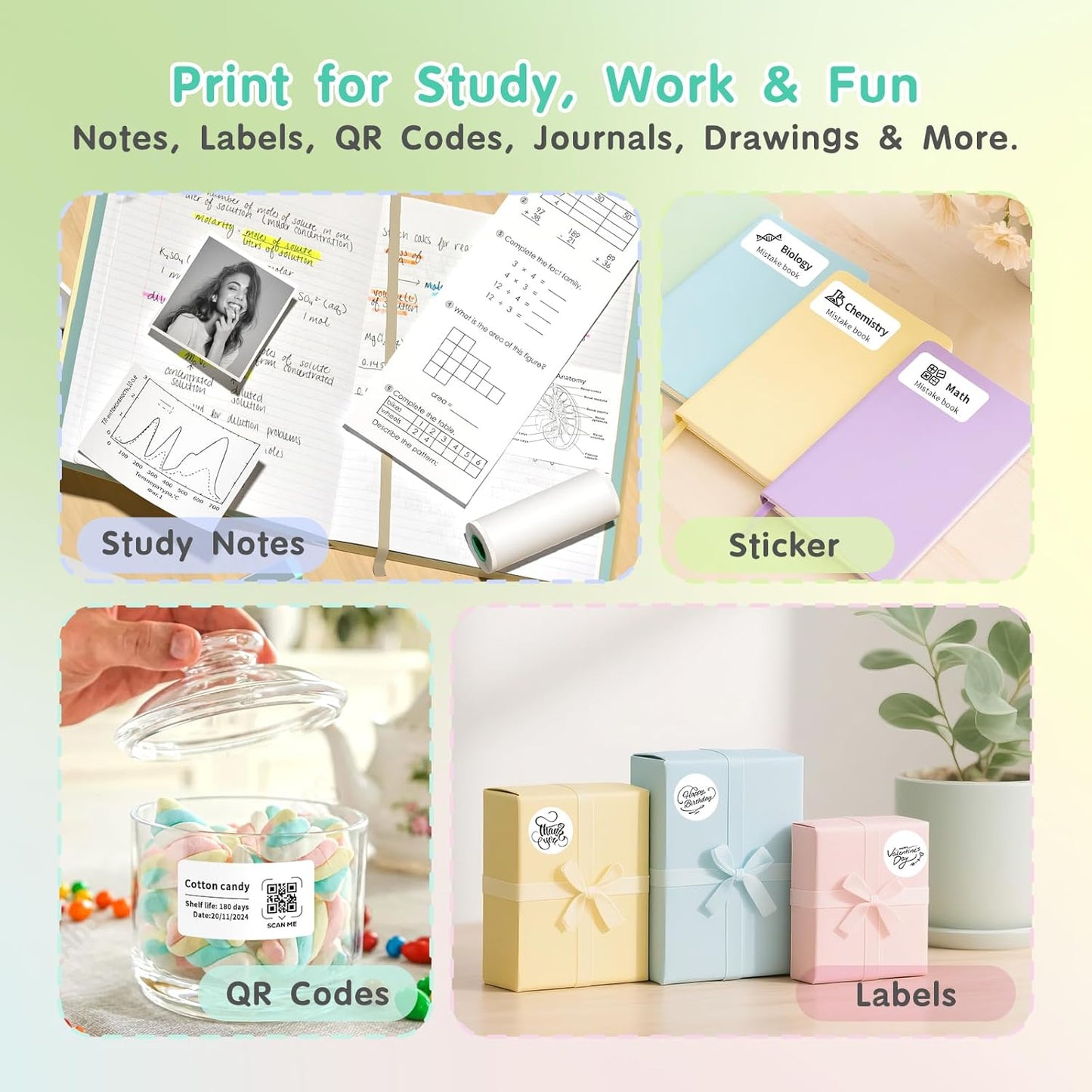 JD-23 Mini Thermal Sticker Printer Green