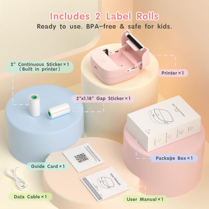 JD-23 Mini Thermal Sticker Printer Pink