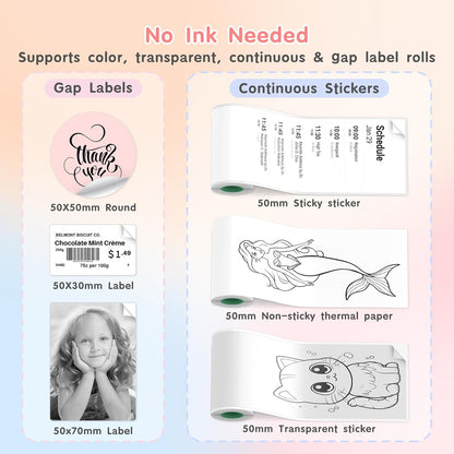 JD-23 Mini Thermal Sticker Printer Pink