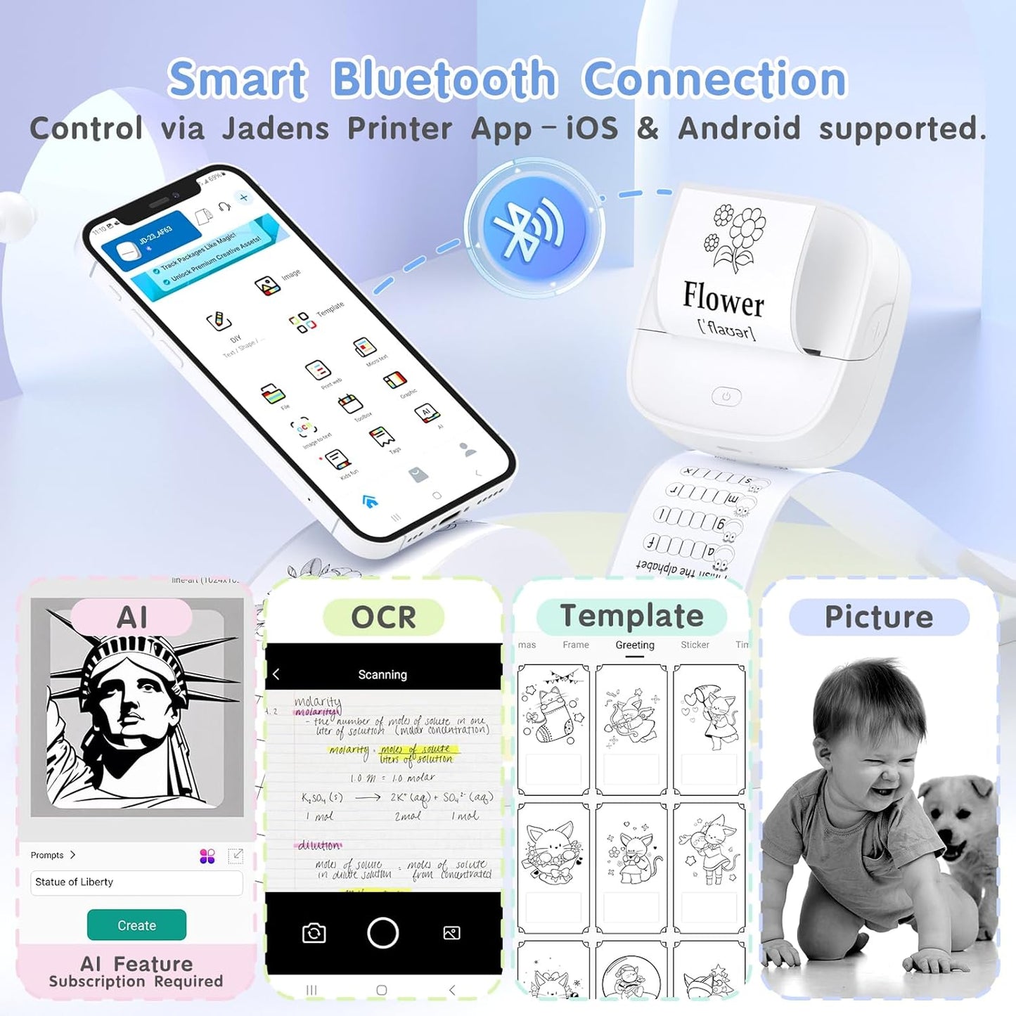 JD-23 Mini Thermal Sticker Printer White