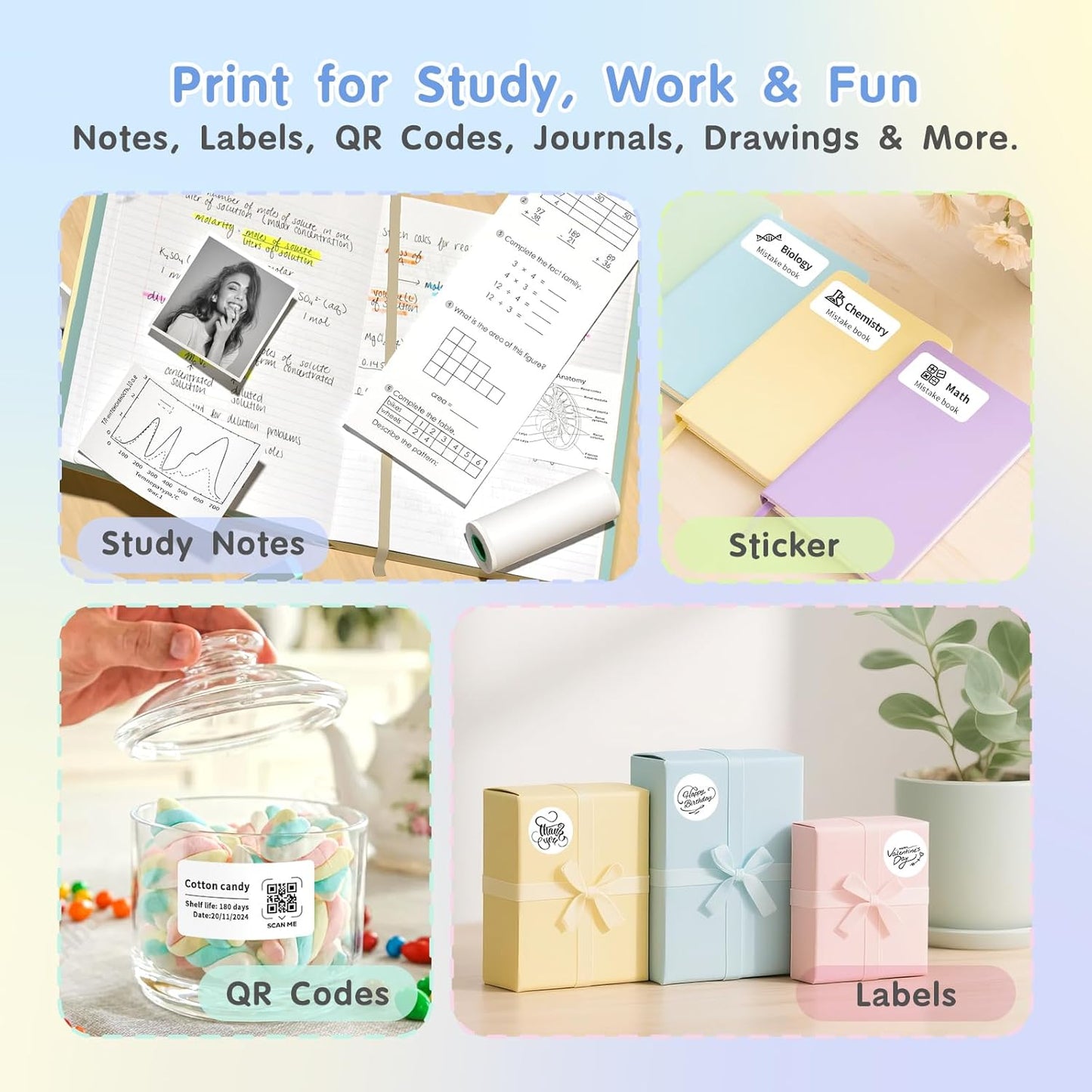 JD-23 Mini Thermal Sticker Printer White