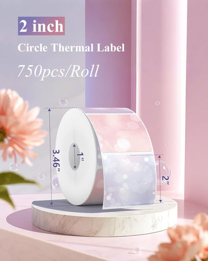 Gloryang 2" x 2" Thermal Printer Labels - 750 Labels/Roll Bubble