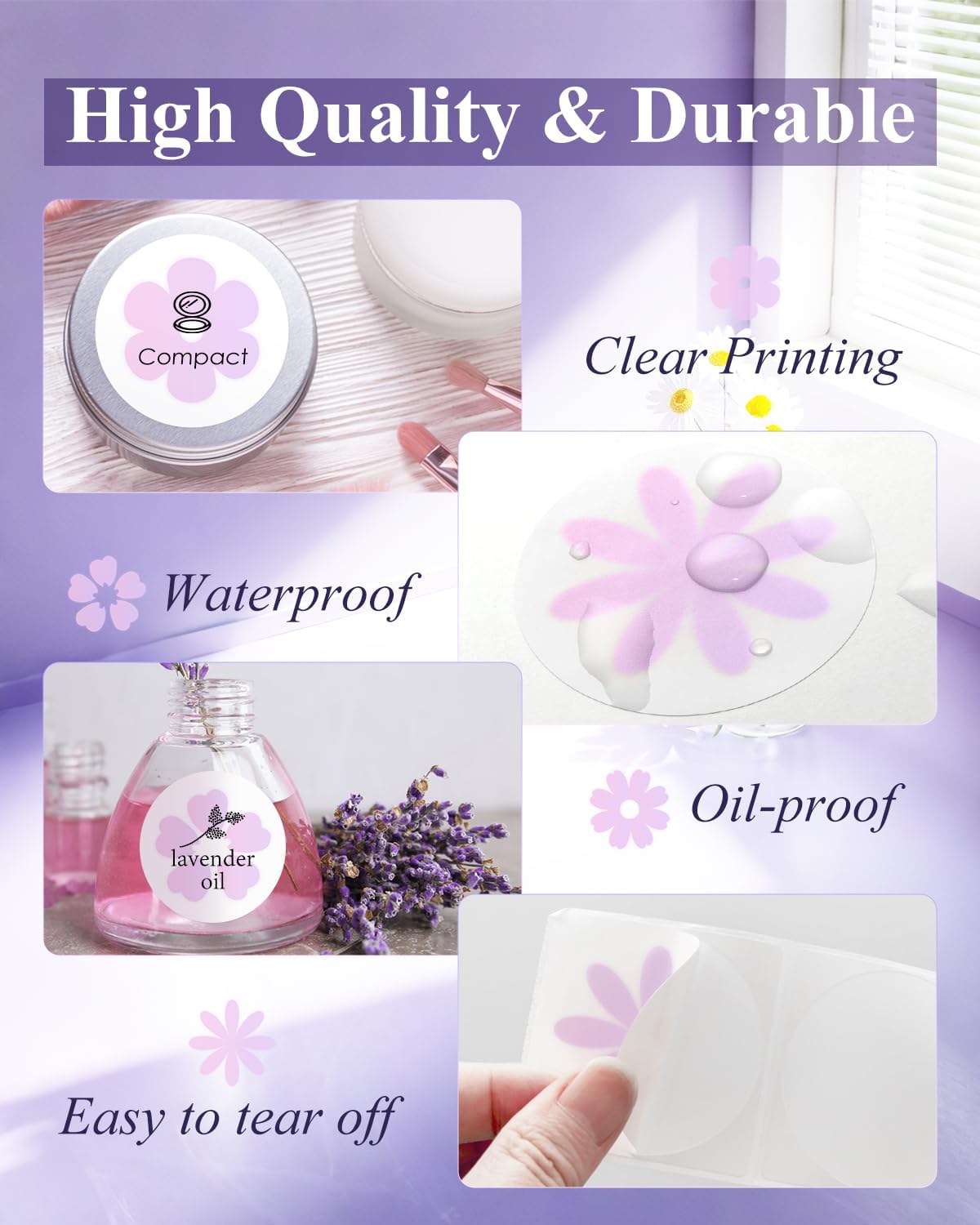 Gloryang 2" x 2" Thermal Printer Labels - 750 Labels/Roll Flower