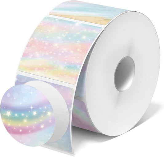 Gloryang 2" x 2" Thermal Printer Labels - 750 Labels/Roll Rainbow