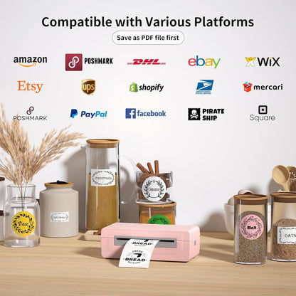 Gloryang 668BT Bluetooth Thermal Shipping Label Printer Pink