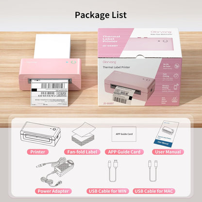 Gloryang 668BT Bluetooth Thermal Shipping Label Printer Pink