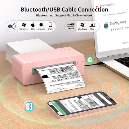 Gloryang 668BT Bluetooth Thermal Shipping Label Printer Pink
