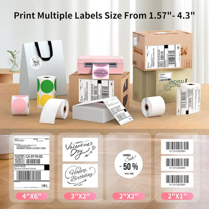 Gloryang 668BT Bluetooth Thermal Shipping Label Printer Pink