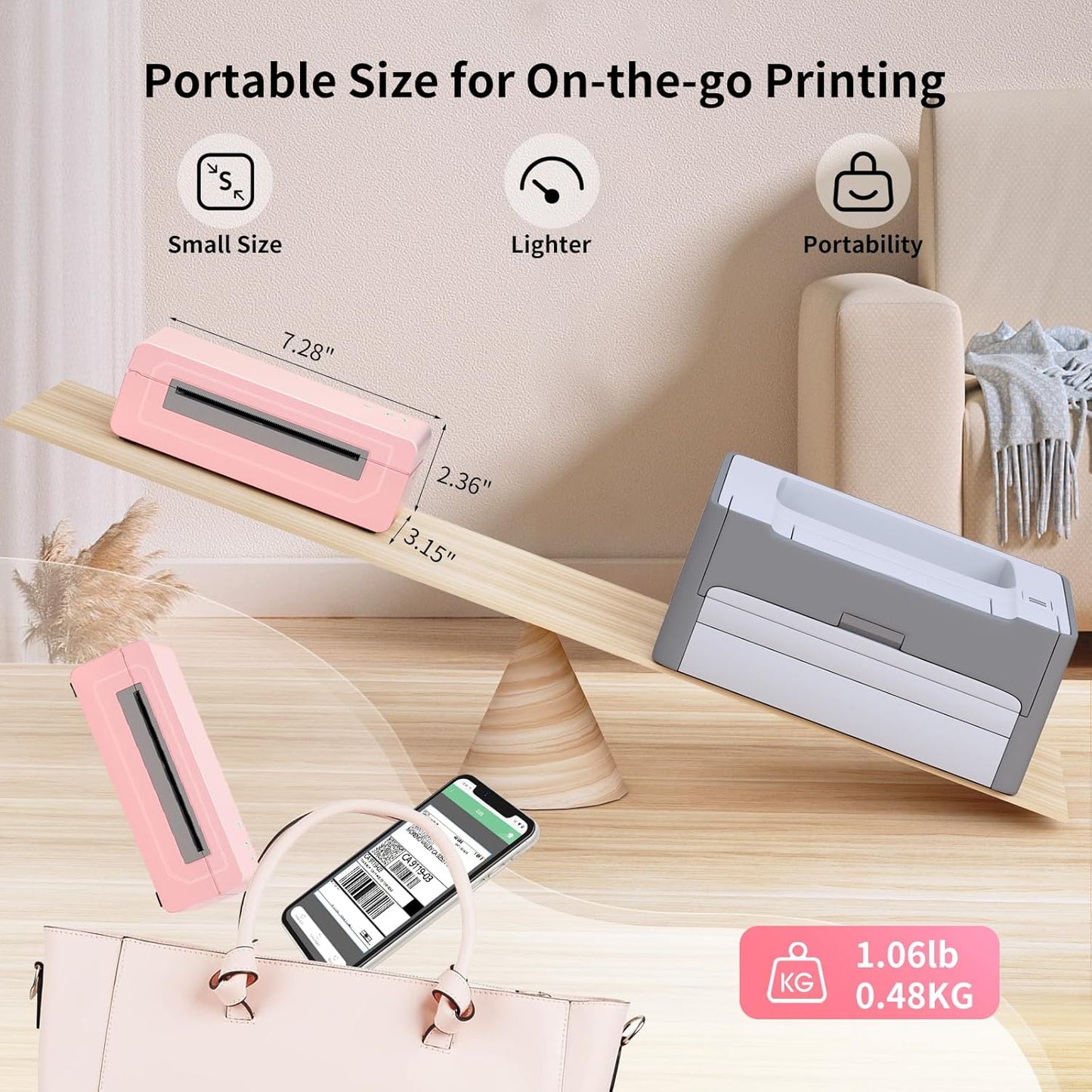 Gloryang 668BT Bluetooth Thermal Shipping Label Printer Pink