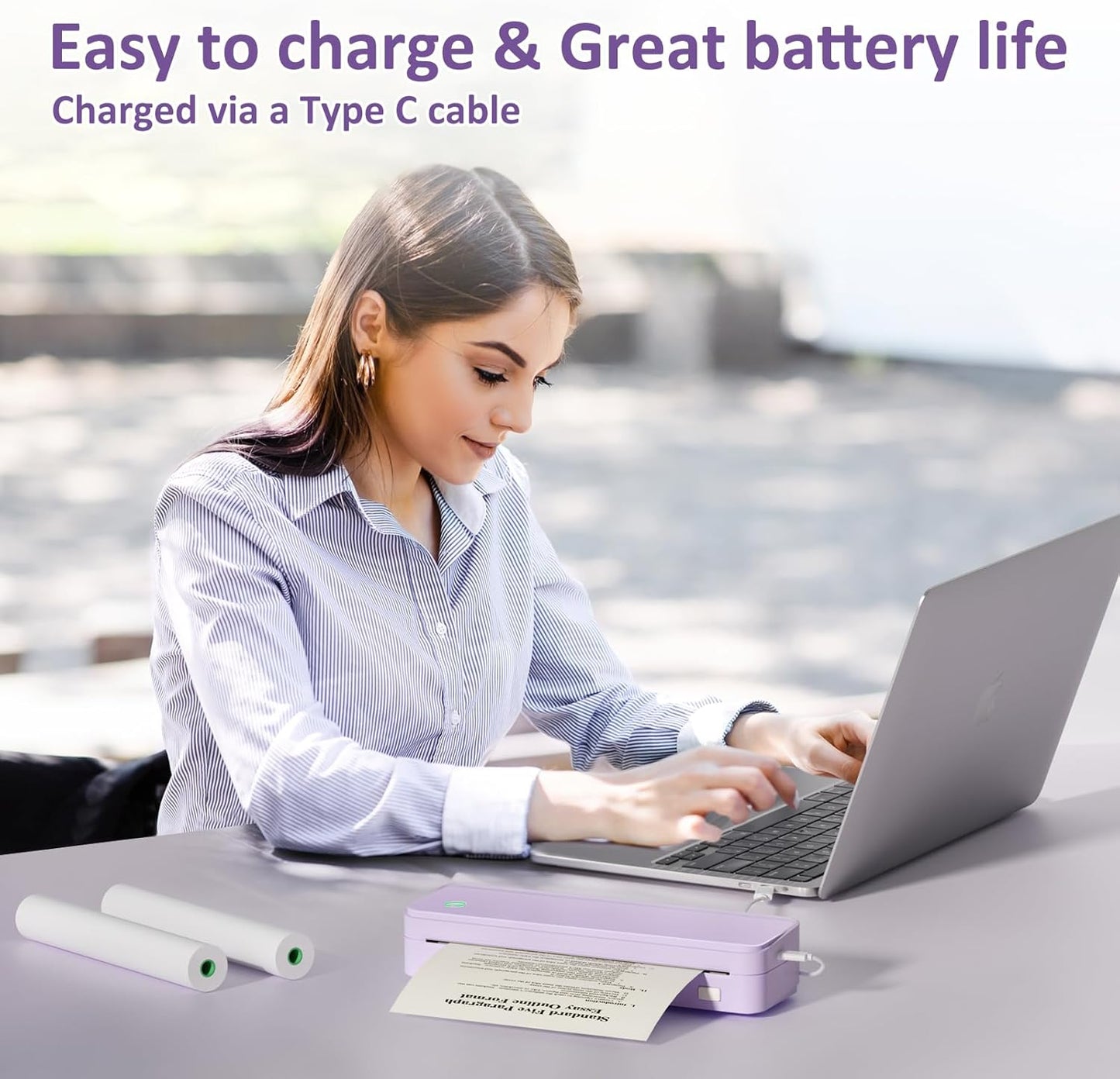 Gloryang PD-A4 Wireless Portable Thermal Printer Blue Purple