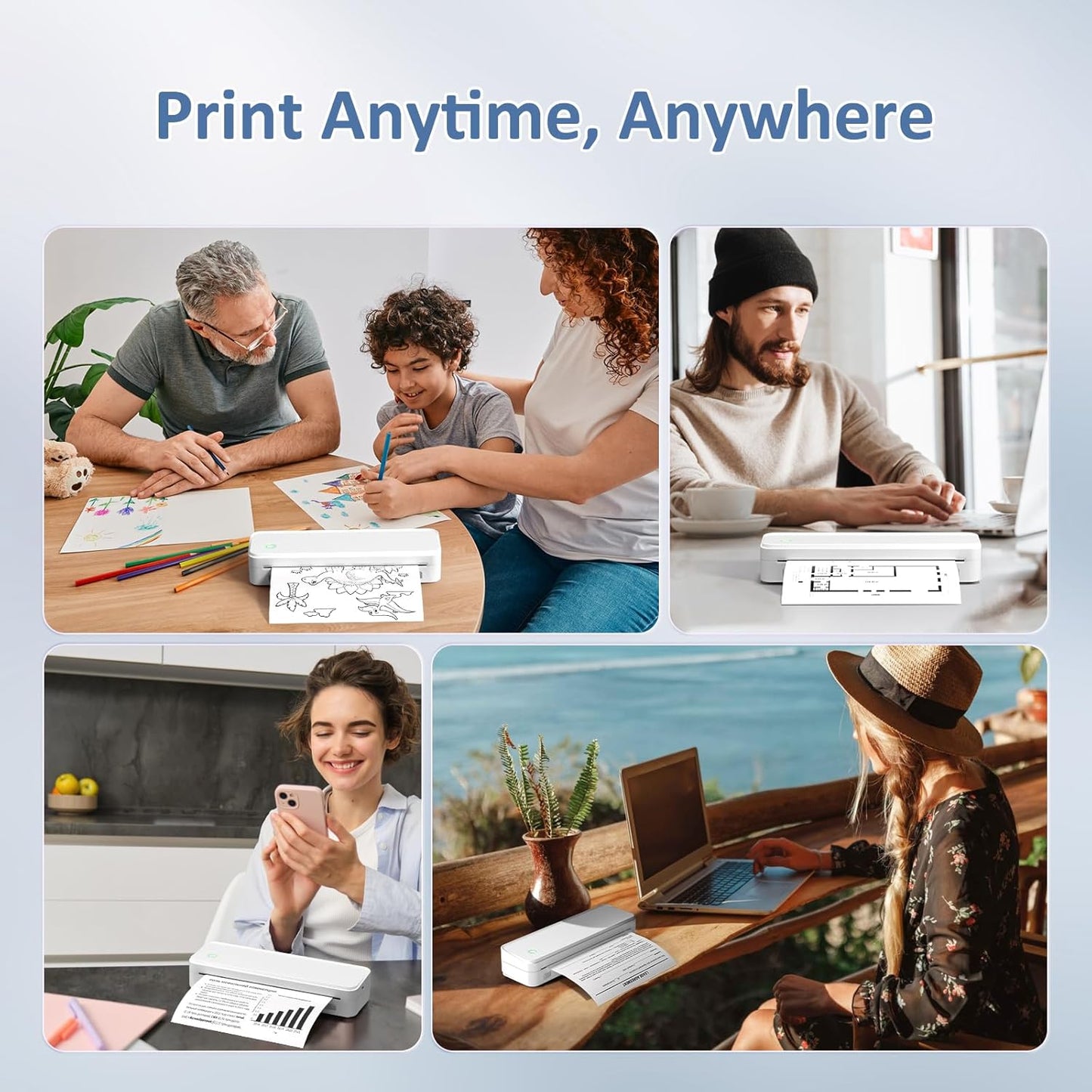 Gloryang PD-A4 Wireless Portable Thermal Printer White