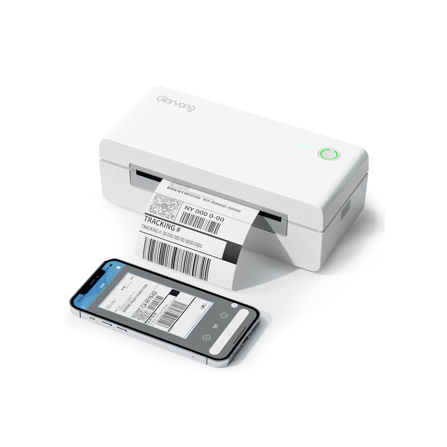 Gloryang 668BT Bluetooth Thermal Shipping Label Printer White
