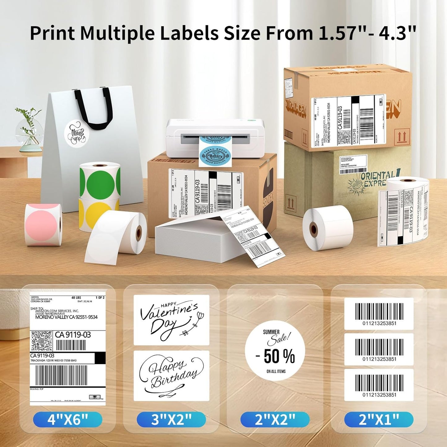 Gloryang 668BT Bluetooth Thermal Shipping Label Printer White
