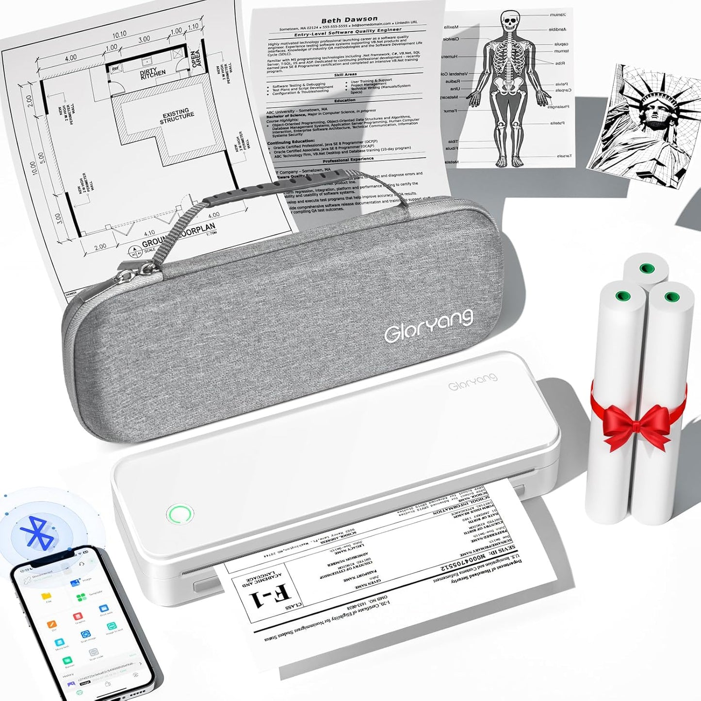 Gloryang PD-A4 Wireless Portable Thermal Printer