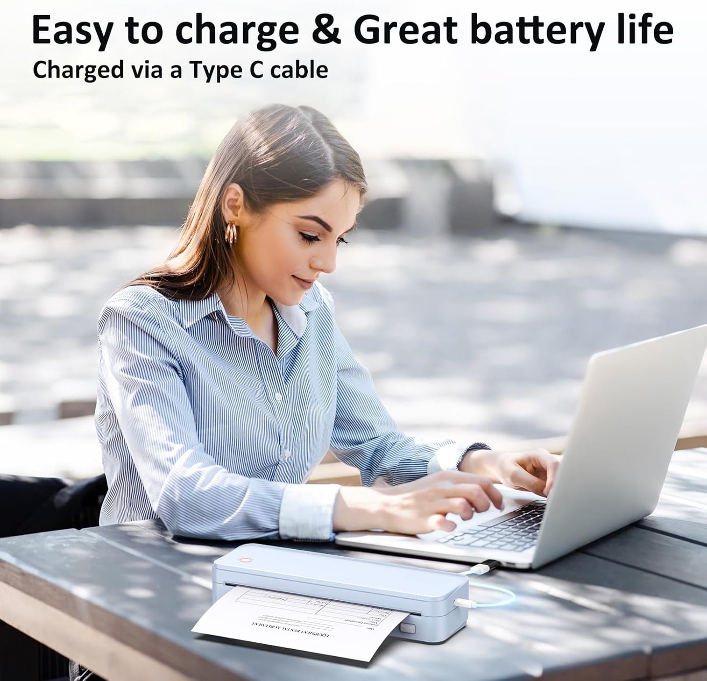 Gloryang PD-A4 Wireless Portable Thermal Printer Blue