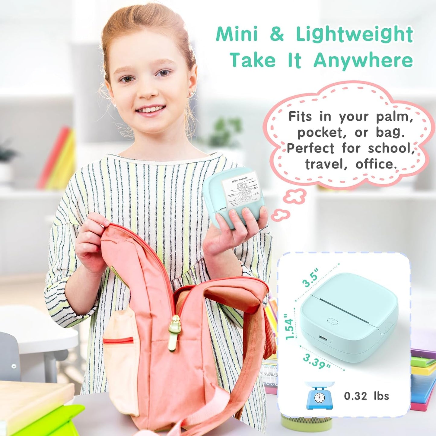 JD-23 Mini Thermal Sticker Printer Green