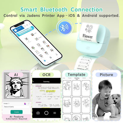 JD-23 Mini Thermal Sticker Printer Green